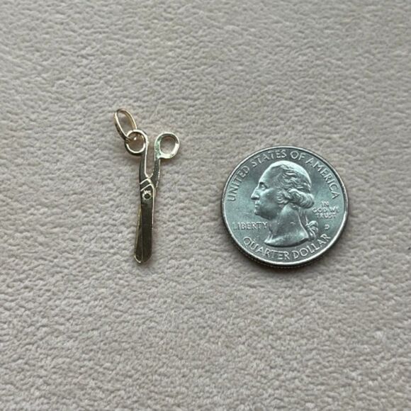 14k solid gold Scissors Pendant | Birthday gift | Cute Scissors Charm | - Picture 7 of 9
